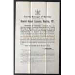 COUNTY BOROUGH OF BURNLEY NOTIFICATION OF GENERAL ANNUAL LICENSING MEETING 1913