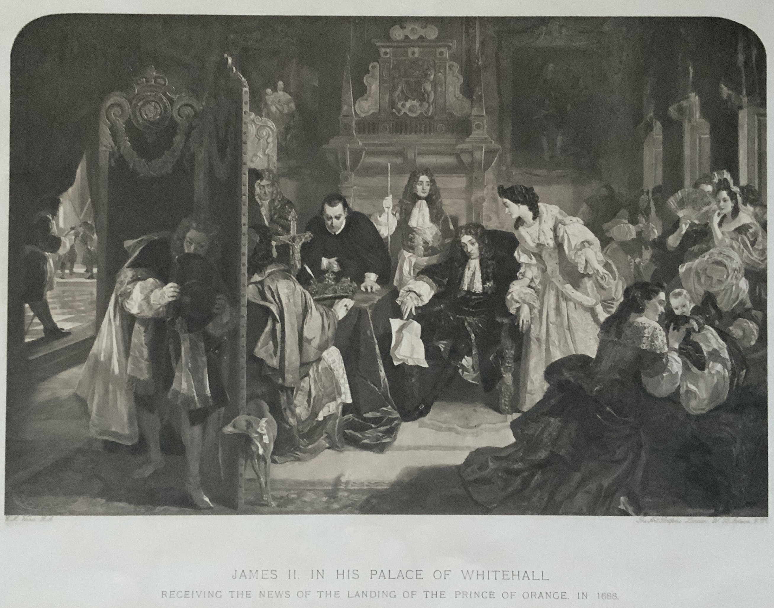 JAMES II IN HIS PALACE OF WHITEHALL ENGRAVING - Image 3 of 3