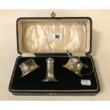 HM SILVER CASED CRUET SET