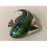 STERLING SILVER FISH BROOCH WITH RUBY