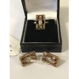 GARNET & TOPAZ RING & EARRINGS