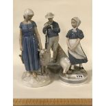 FARMER GOOSE GIRL COPENHAGEN FIGURES WITH BING & GRONDLE SHEPHERDESS