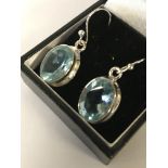 STERLING SILVER LARGE TOPAZ EARRINGS