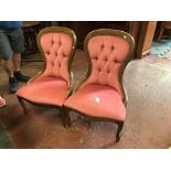 PAIR OF BUTTON BACK CHAIRS