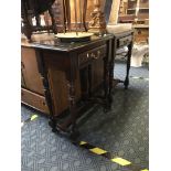 TWO MAHOGANY SIDE TABLE WITH DRAWERS & GLASS TOPS