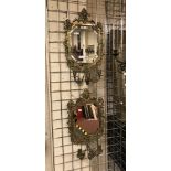 PAIR OF EARLY BRASS GIRONDELLE SCONCE MIRRORS