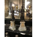 PAIR ORMOLU EMPIRE STYLE CANDELABRA