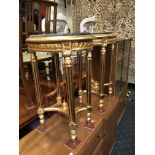 PAIR MARBLE TOP GILT OVAL TABLE