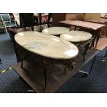 MARBLE TOP COFFEE TABLE & TWO SIDE TABLES