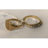 TWO 18CT GOLD RINGS - 1 IS DIAMOND
