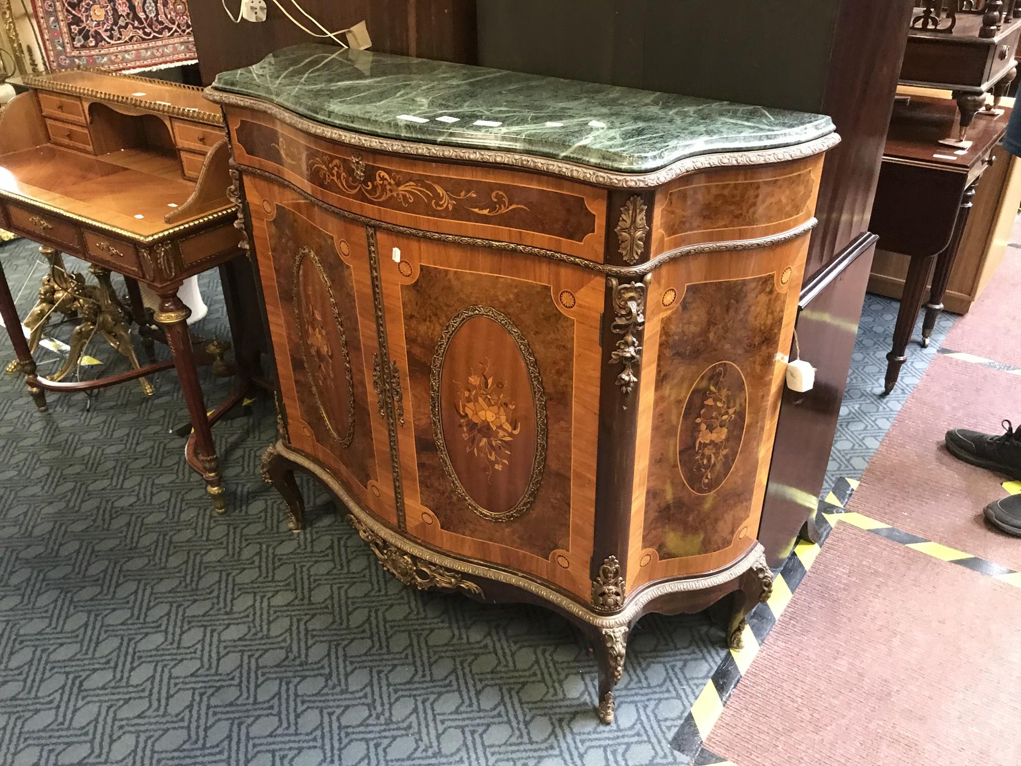 MARBLE TOP FRENCH STYLE CABINET