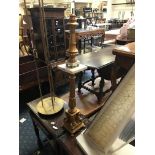 TALL CHERUB GILT & MARBLE COLUMN LAMP