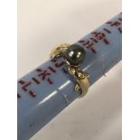 14K GOLD RING WITH DOLPHINS & PEARL