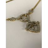 HIGH CARAT GOLD DIAMOND CHANEL STYLE PENDANT & CHAIN - THE PENDANT IS INTERCHANGEABLE