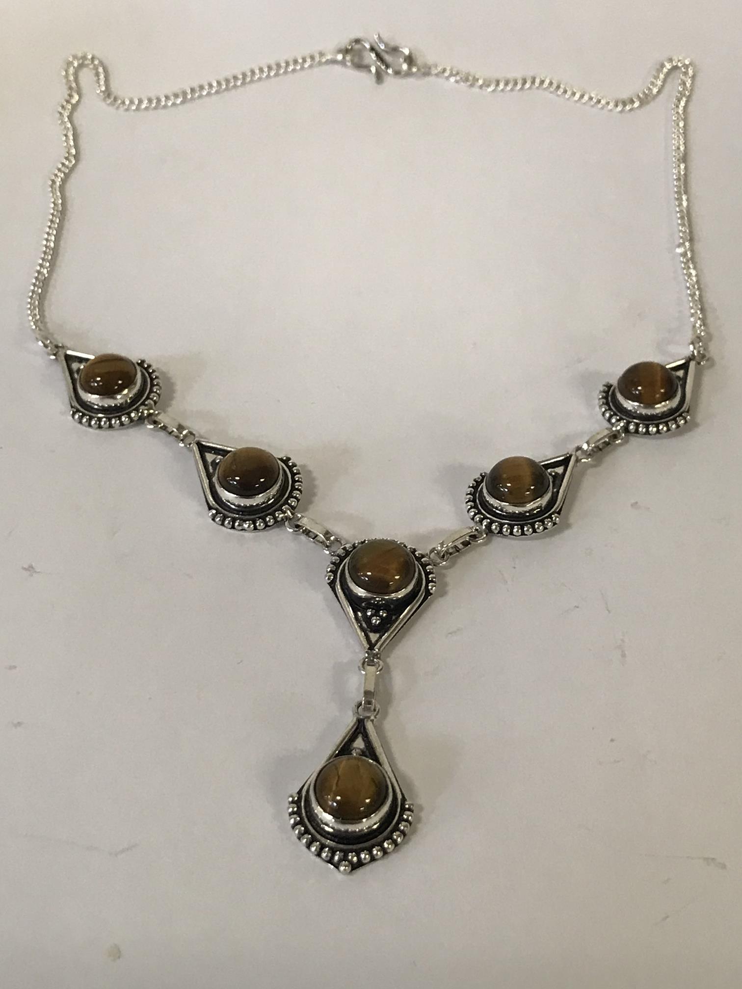 925 SILVER & TIGERS EYE NECKLACE