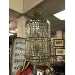 LARGE BEVELLED GLASS & BRASS LANTERN - DOOR REQUIRES MENDING