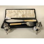 HM SILVER SERVING SET & SALT CELLARS