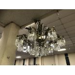 BRASS & CRYSTAL CHANDELIER