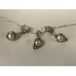 STERLING SILVER PEACE LILLY PEARL SET