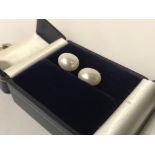 LARGE STERLING SILVER PEARL STUDS