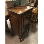 MAHOGANY MUSIC CABINET & 2 STOOLS