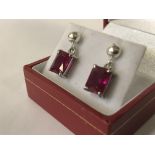 STERLING SILVER RUBY EARRINGS