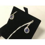 18CT YELLOW GOLD DIAMOND TANZANITE EARRINGS