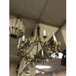 METAL & GLASS CHANDELIER