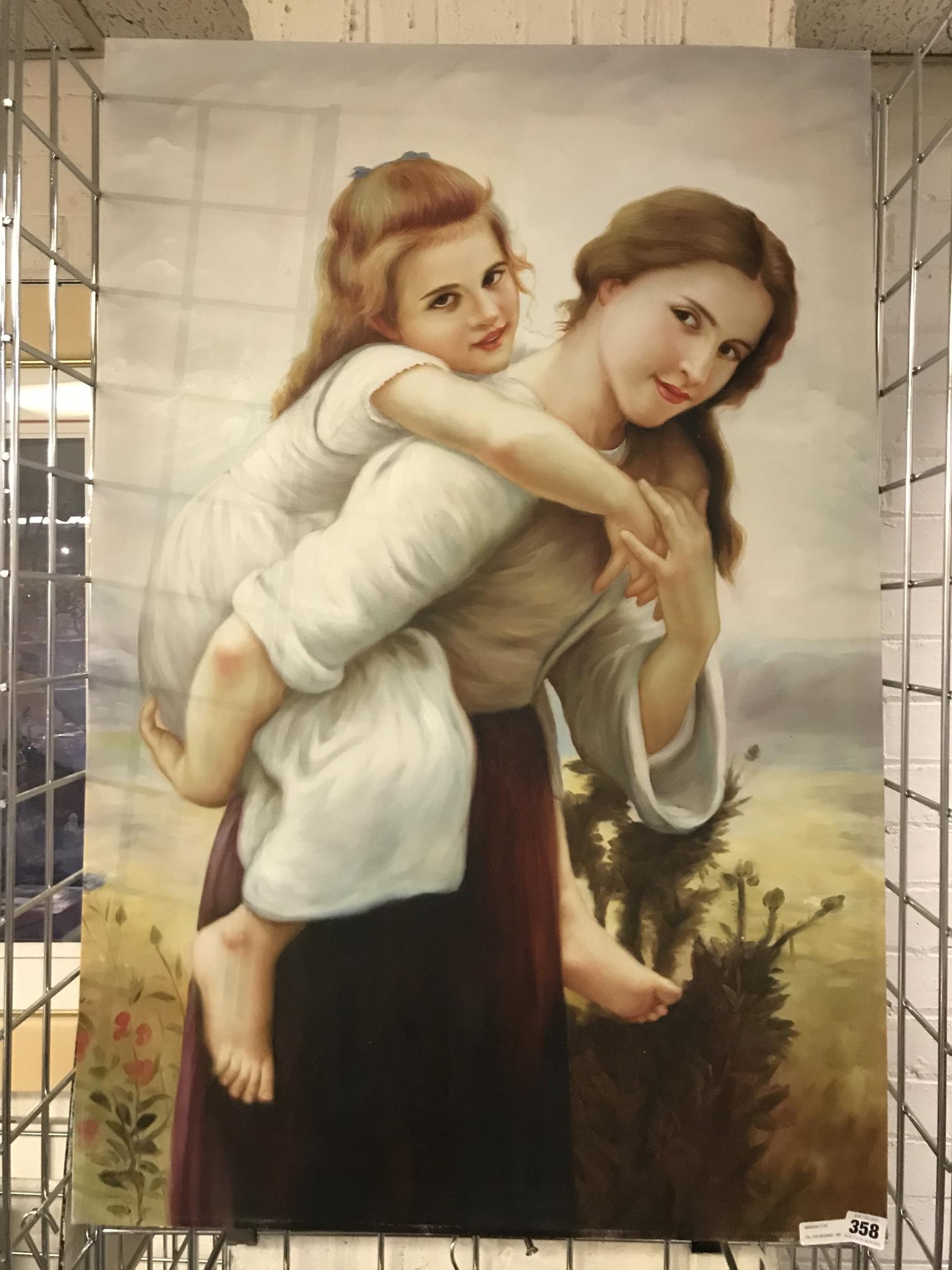 OIL ON BOARD - MOTHER & DAUGHTER