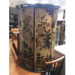 18THC CORNER CUPBOARD PAINTED WITH CHINESE SCENES