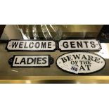 SET 4 CAST IRON SIGNS