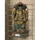 CARVED WOODEN PAINTED GANESH