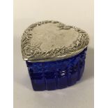 STERLING SILVER & BLUE GLASS HEART BOX