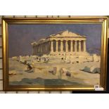 GILT FRAMED OIL ON CANVAS - ACROPOLIS STUDY