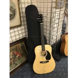 CASED SQUIER ACOUSTIC GUITAR