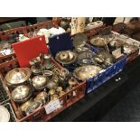 3 TRAYS OF SILVER PLATED ITEMS