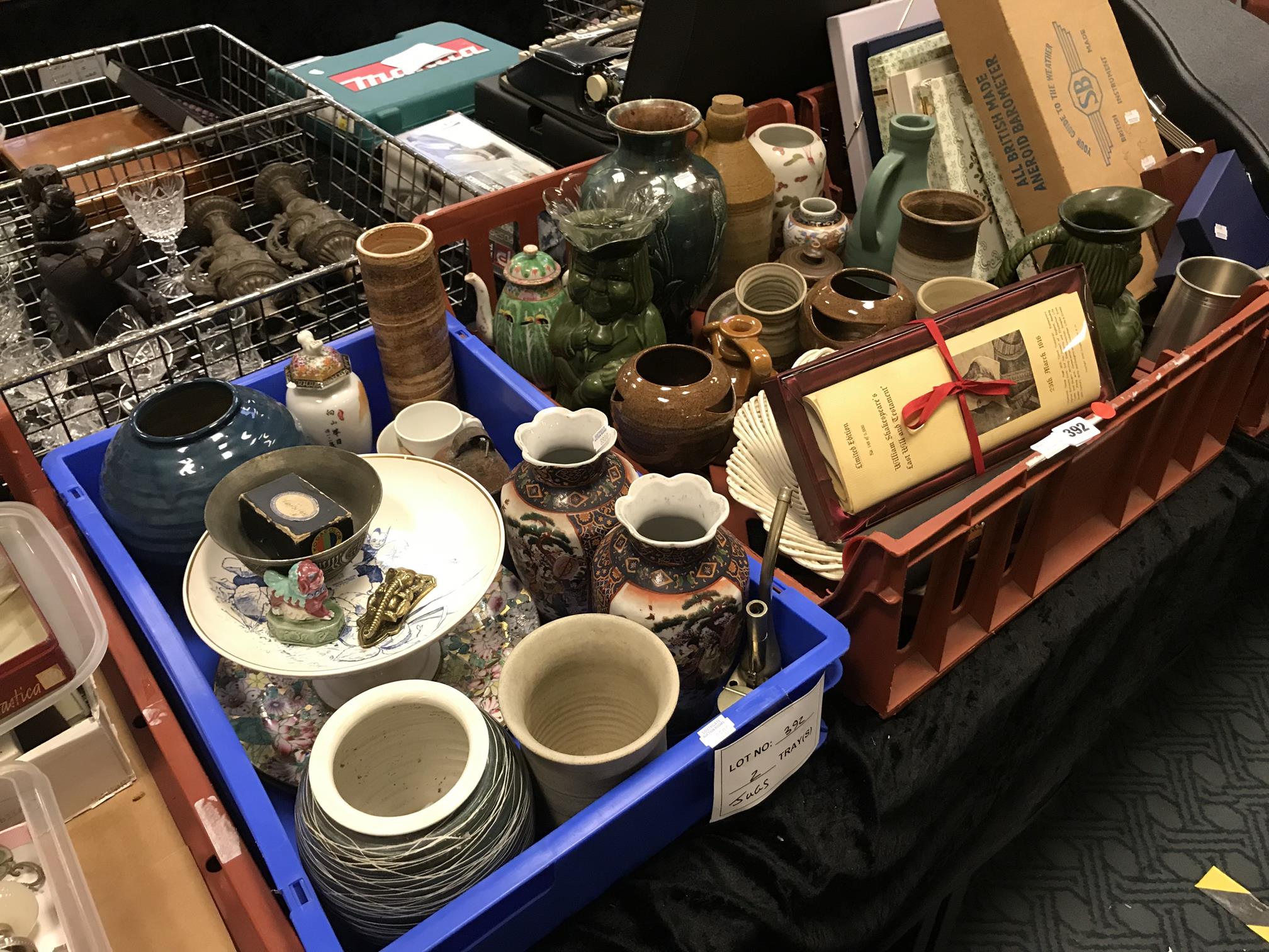 TWO TRAYS OF VASES & BRIC A BRAC