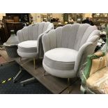 PAIR GREY VELVET SHELL CHAIRS