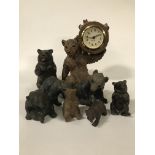 COLLECTION OF BLACK FOREST BEARS INCL. INKWELL & CLOCK