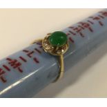 14CT GOLD DIAMOND & JADE RING