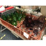 2 TRAYS OF RETRO 1970'S GLASS BRANDY GLASSES