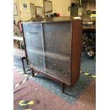 TEAK GLASS FRONTED BOOKCASE