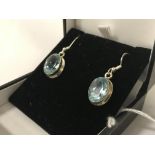 STERLING SILVER LARGE TOPAZ EARRINGS