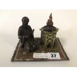 PAINTED BRONZE ARAB INKWELL