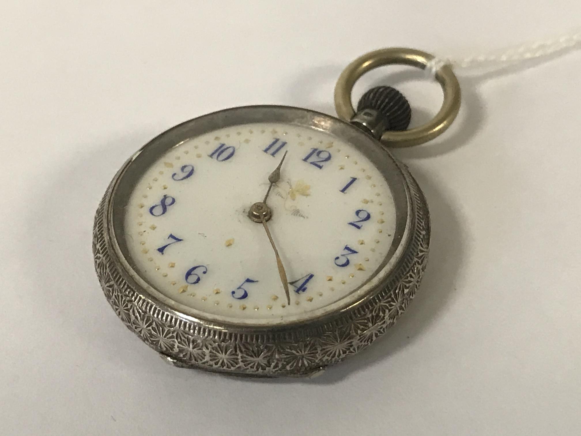 SILVER FOB WATCH - NEEDS A SERVICE
