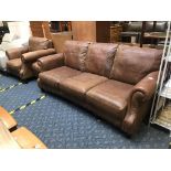 THREE PIECE LEATHER SUITE