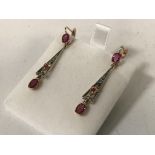 9CT ROSE GOLD DIAMOND & RUBY EARRINGS