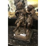 BRONZE OF TWO SEATED CHILDREN