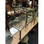 SET OF GLASS & BRASS TABLES