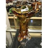 AMBER GLASS ART VASE